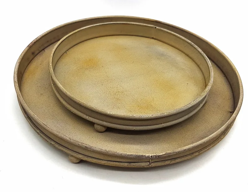 decoratie schaal set van 2 metaal by Serax in Creme/roest – product photo