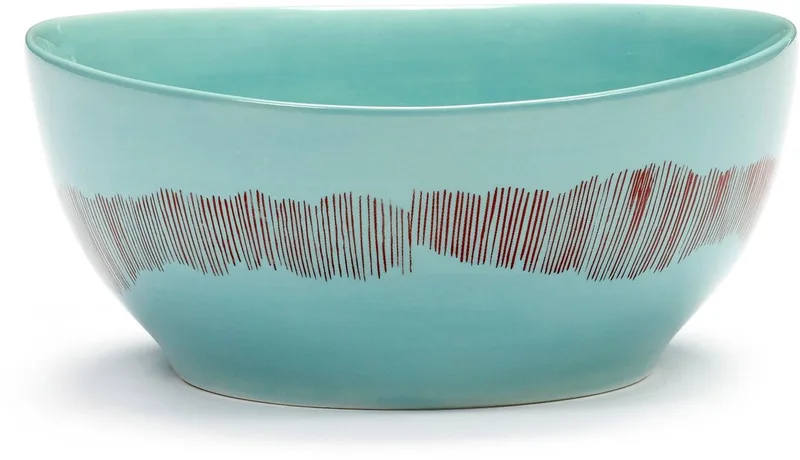 Feast By Ottolenghi Kom Ø16 Azure Swirl Stripes Red van Serax in Lichtblauw – productfoto