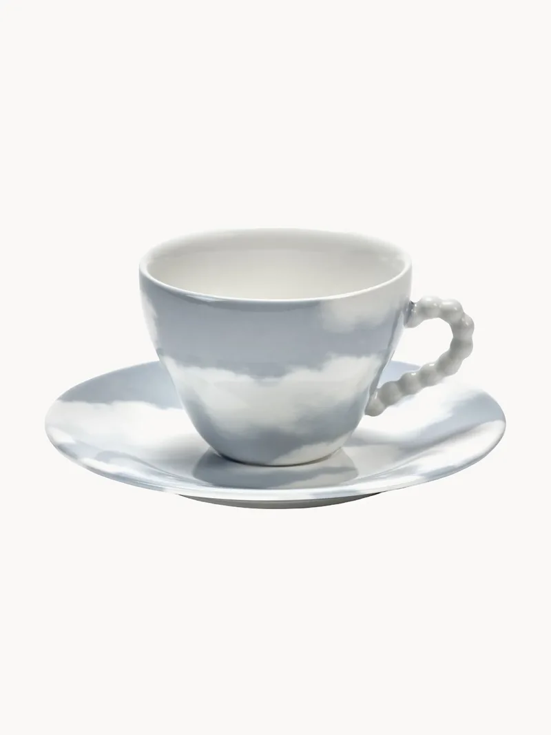 Handgemaakt porseleinen koffiekopje Les Objets Mouleversants met schoteltje by Serax – product photo