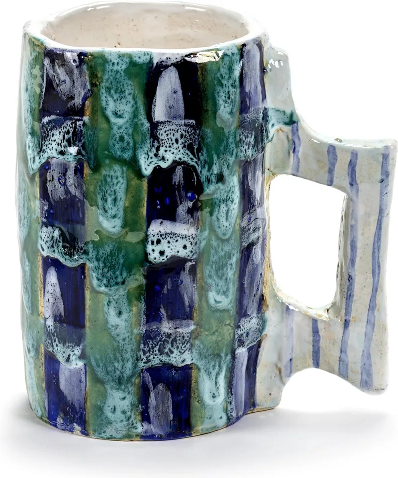 Interieuraccessoires Beker Blauw-Groen-Wit L 17,5 cm B 12 cm H 18,5 cm de Serax en Vert – photo du produit
