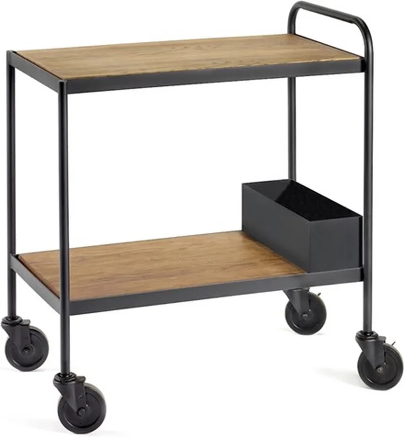 James roltafel L40xB38xH80cm zwart frame met houten blad by Serax in Zwart/hout – product photo