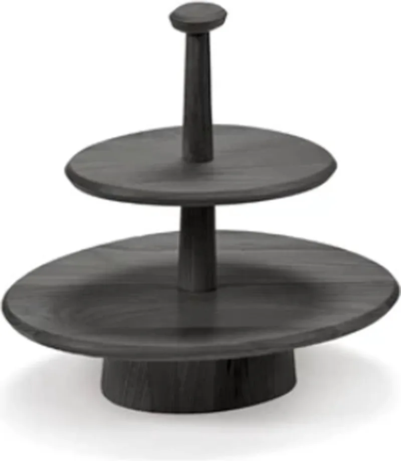 Kelly Wearstler Dune gebakschaal 2 niveaus D41cm H38.5cm ash de Serax en Noir – photo du produit
