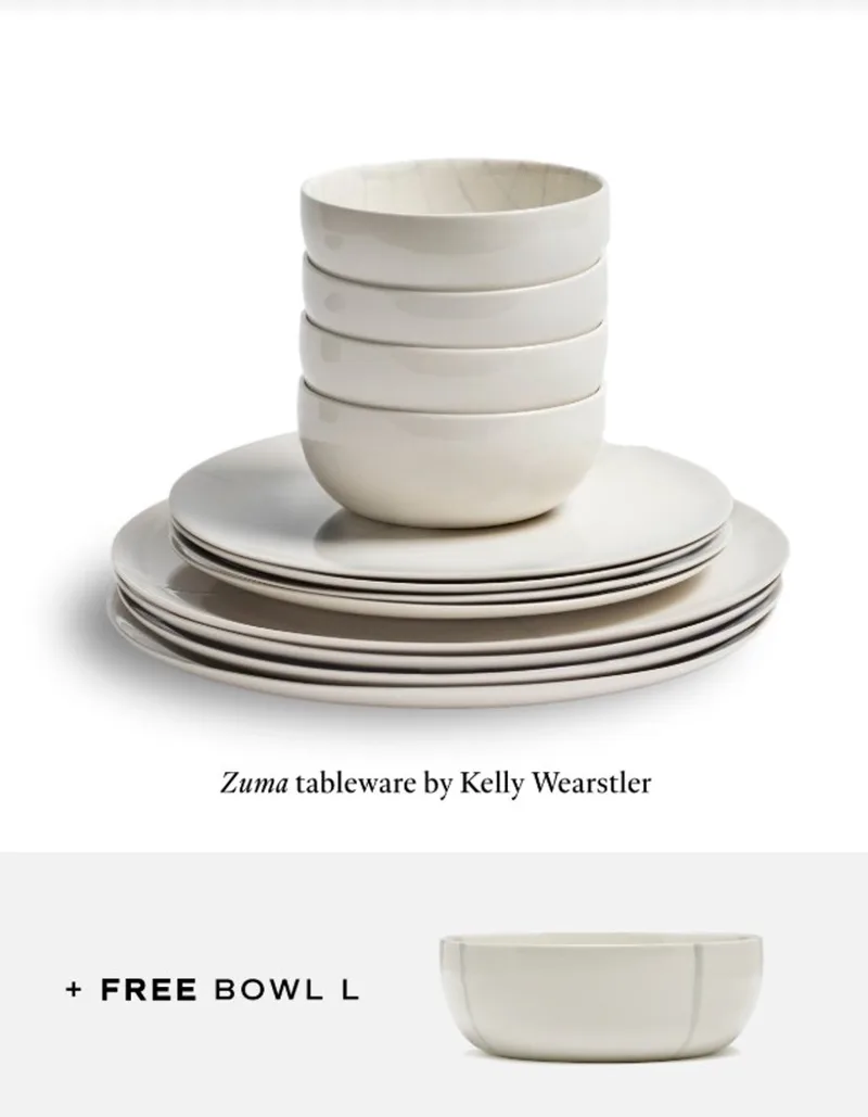 Kelly Wearstler Serviesset Salt Zuma 13 delig / 4 personen (+ GRATIS serveerschaal) by Serax in White, Blue – product photo