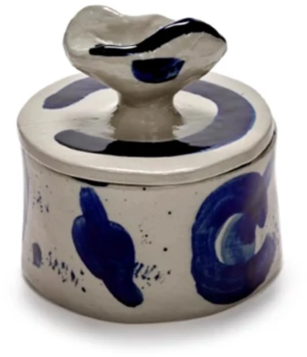 Marie Michielssen Sophia potje met deksel D12.5cm H13cm beige van Serax in Blauw – productfoto