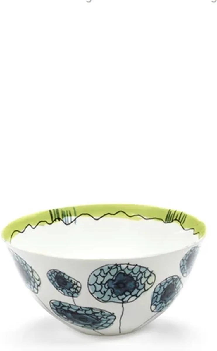 Marni Midnight Flowers Anemone Vaniglia bowl / slakom D25cm H13cm groen / blauw by Serax in Meerkleurig – product photo