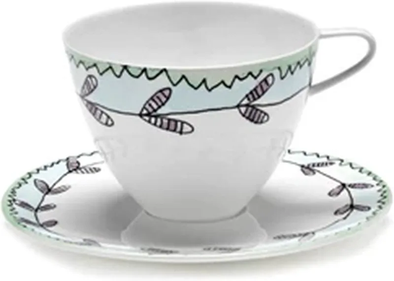 Marni Midnight Flowers Blossom Milk cappuccino kop 20cl + schotel roze / blauw by Serax in Meerkleurig – product photo
