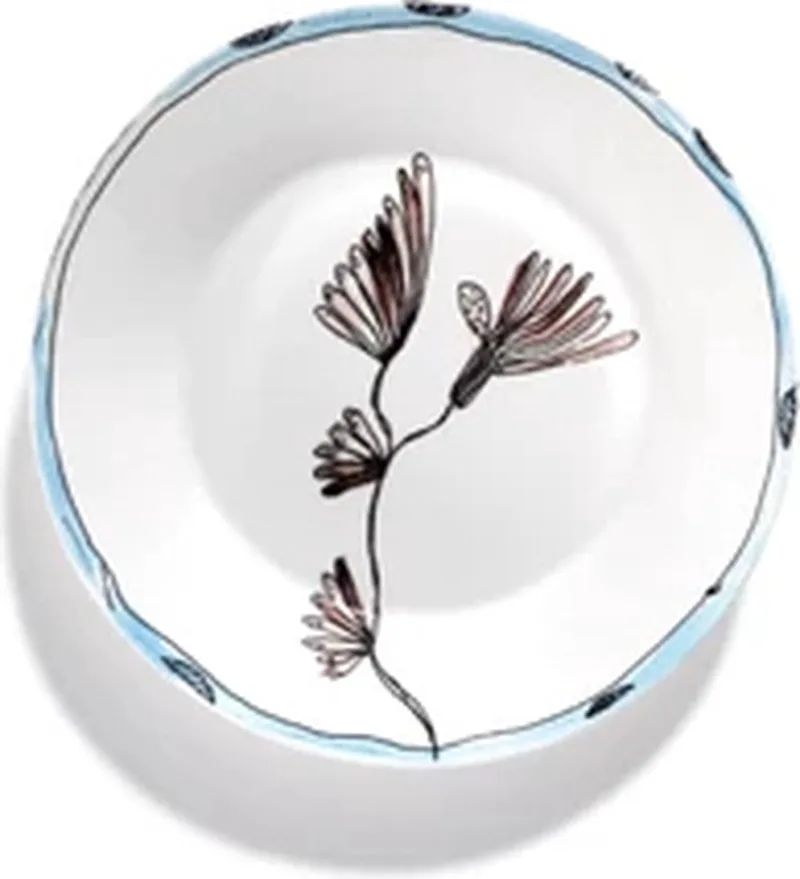 Marni Midnight Flowers Camelia Aubergine diep bord D18cm H2.9cm bruin / blauw by Serax in Wit – product photo