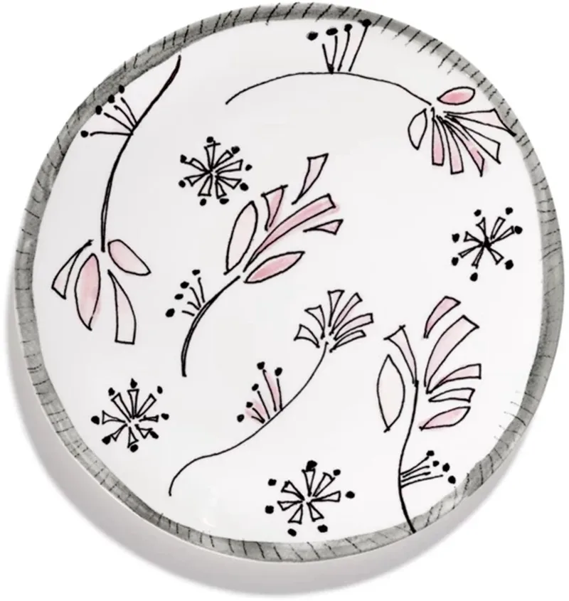 Marni Midnight Flowers Fiore Rosa plat bord D28cm roze / zwart by Serax in Wit – product photo