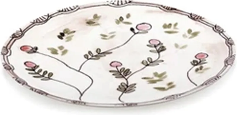 Marni Midnight Flowers Mirtillo Nude plat bord D24cm roze / groen by Serax in Meerkleurig – product photo