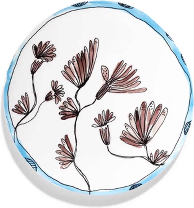 MARNI midnightflowers - Bord L Camelia Aubergine 28 cm - 2 stuks van Serax in Wit – productfoto