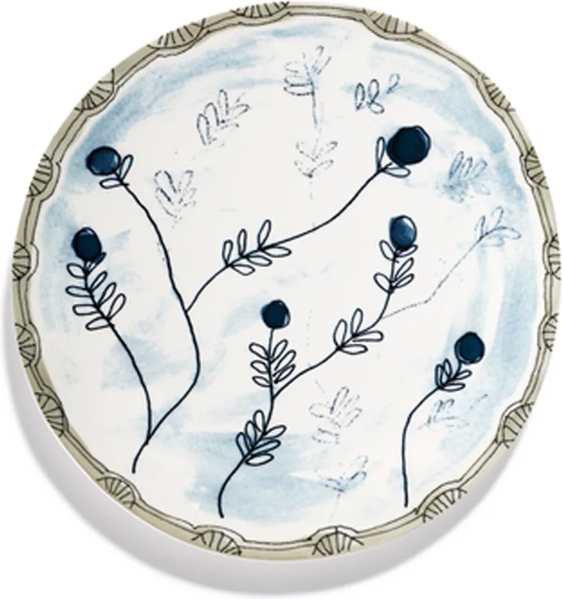 MARNI Midnightflowers - Bord L Mirtillo Tea 28 cm - 2 stuks van Serax in Wit – productfoto