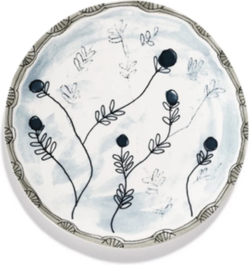MARNI Midnightflowers - Bord M Mirtillo Tea 24 cm - 2 stuks van Serax in Wit – productfoto