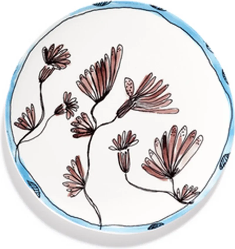 MARNI Midnightflowers - Bord S Camelia Aubergine 20 cm - 2 stuks van Serax in Wit – productfoto