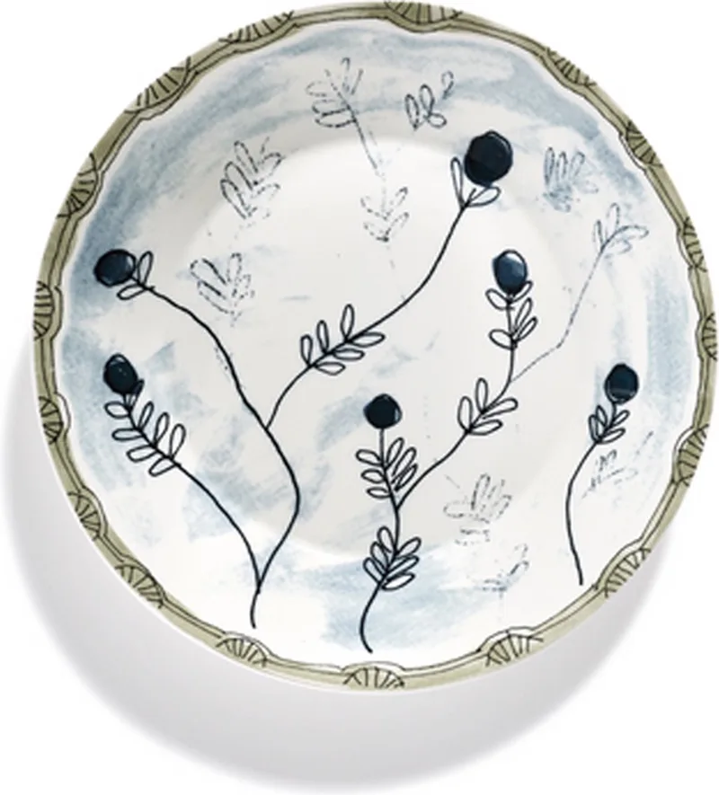 MARNI Midnightflowers - diep bord L Mirtillo Tea 26 cm - set van 2 van Serax in Wit – productfoto