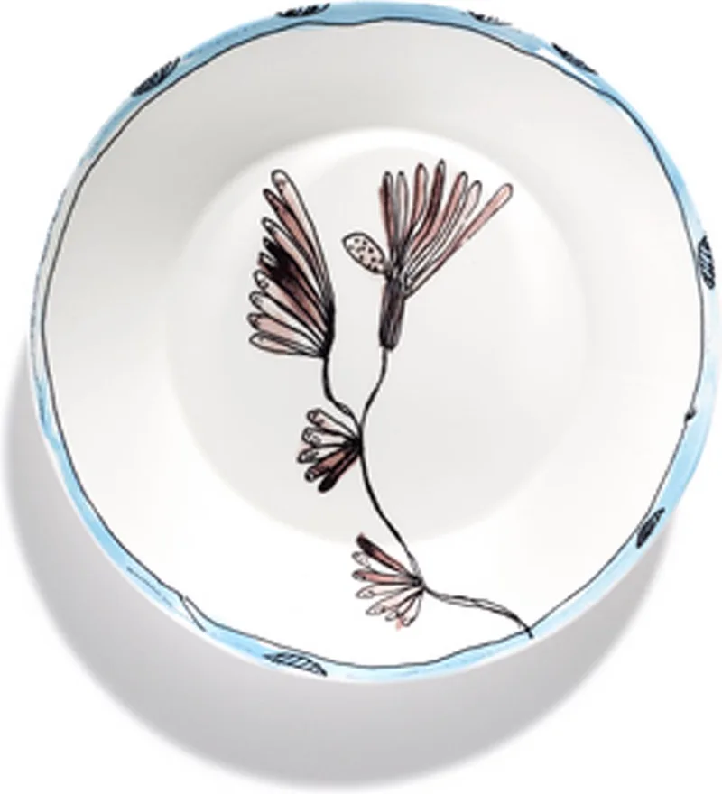 MARNI Midnightflowers - Diep bord M Camelia Aubergine 22 cm - 2 stuks van Serax in Wit – productfoto