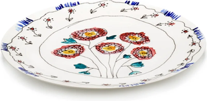 MARNI Midnightflowers - Serveerschaal plat L Anemone milk 35 cm by Serax in Wit – product photo