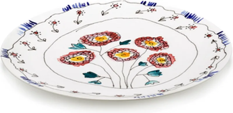 MARNI Midnightflowers - Serveerschaal plat S Anemone Milk 31 cm by Serax in Wit – product photo