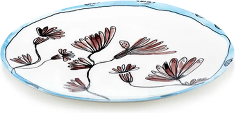 MARNI Midnightflowers - Serveerschaal plat S Camelia aubergine 31 cm by Serax in Wit – product photo