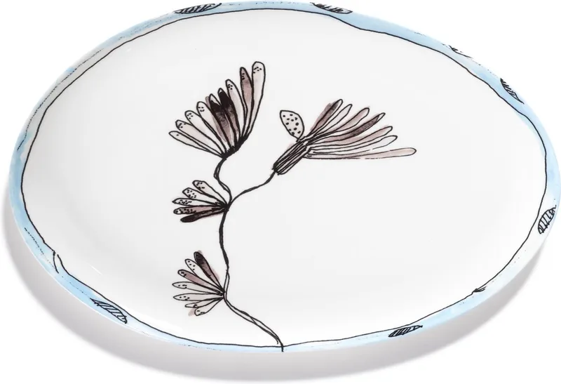 Midnight Flowers By Marni Camelia Aubergine Serveerschaal 35x22,5 van Serax in Wit – productfoto