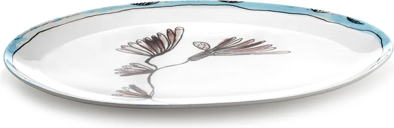 Midnight Flowers By Marni Camelia Aubergine Serveerschaal 46,5x30 de Serax en Wit – photo du produit