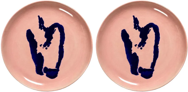 Ottolenghi Feast - Bord M - Roze/Blauw - 22 Ø - 2 stuks by Serax in Roze – product photo