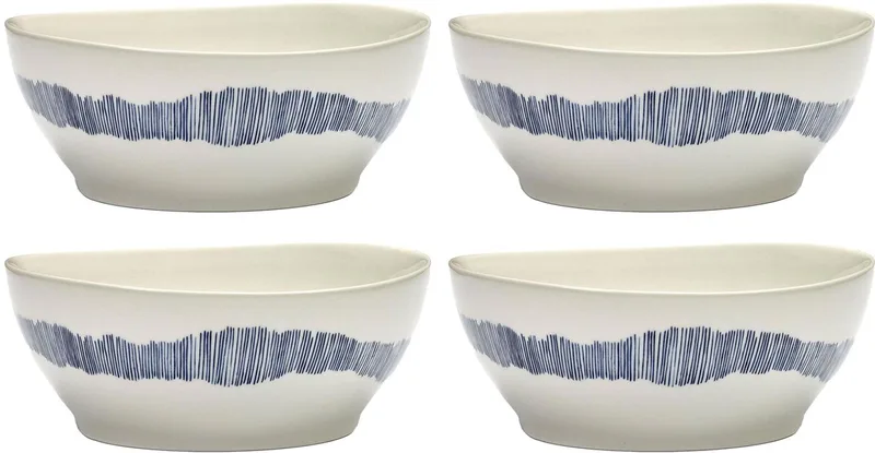 Ottolenghi Feast - Kom L - Wit/Blauw - 18 Ø - 4 stuks by Serax in Wit – product photo