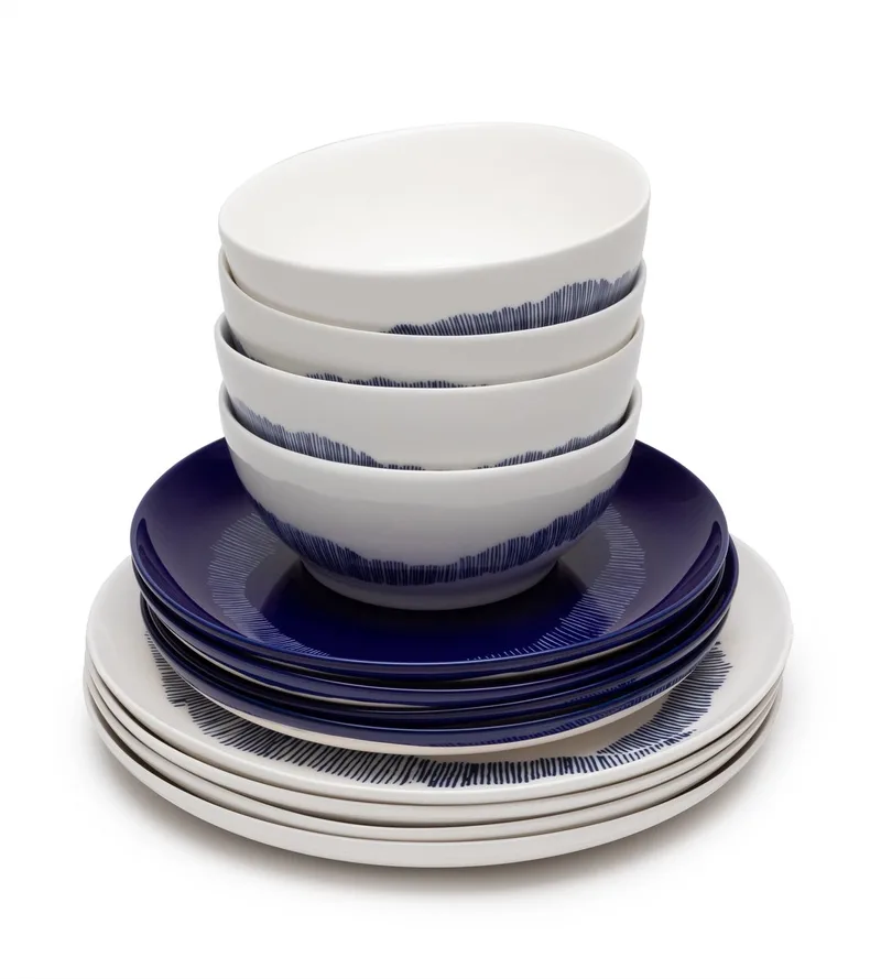 Ottolenghi Feast - Serviesset - Wit/Blauw - 12 stuks de Serax en Bleu foncé – photo du produit