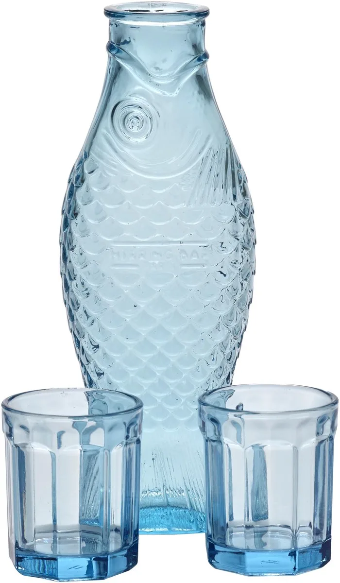 Paola Navone Fish & Fish Karaf giftset met 2 Glazen de Serax en Blauw – photo du produit