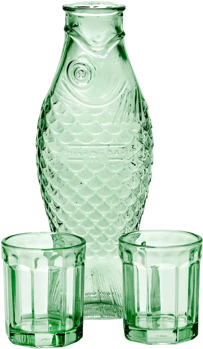 Paola Navone Set karaf met 2 glazen fish & fish M by Serax in Green – product photo