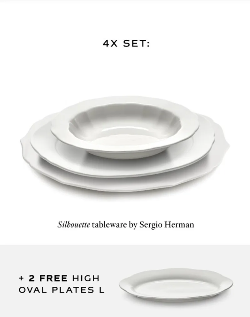 Sergio Herman Serviesset Silhouette 14 delig / 4 personen (2 GRATIS serveer schalen) by Serax in Wit – product photo