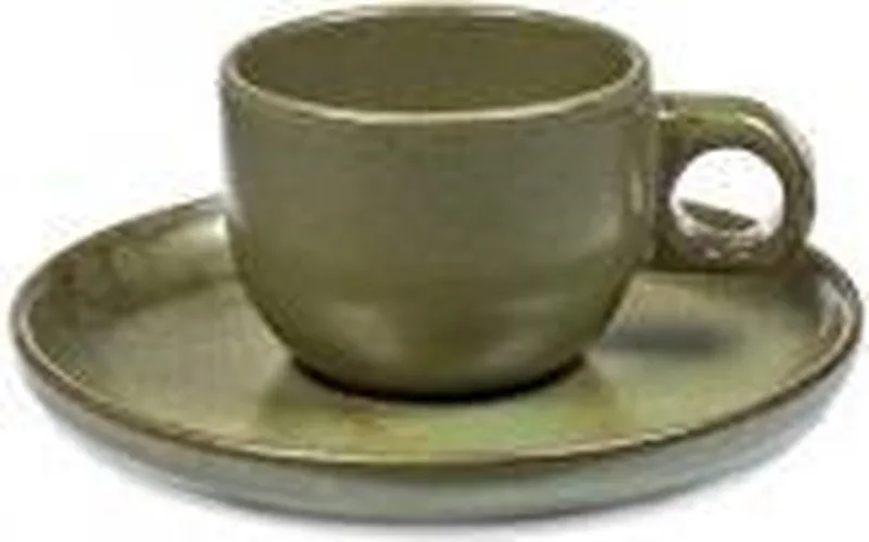 Sergio Herman Surface - Espressokop + Schotel - Camogroen - 13 Ø - 4 stuks by Serax in Groen – product photo