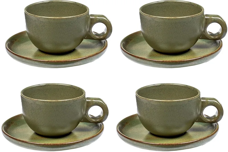 Sergio Herman Surface - Koffiekop + Schotel - Camogroen - 13 Ø - 4 stuks från Serax i Groen – produktbild