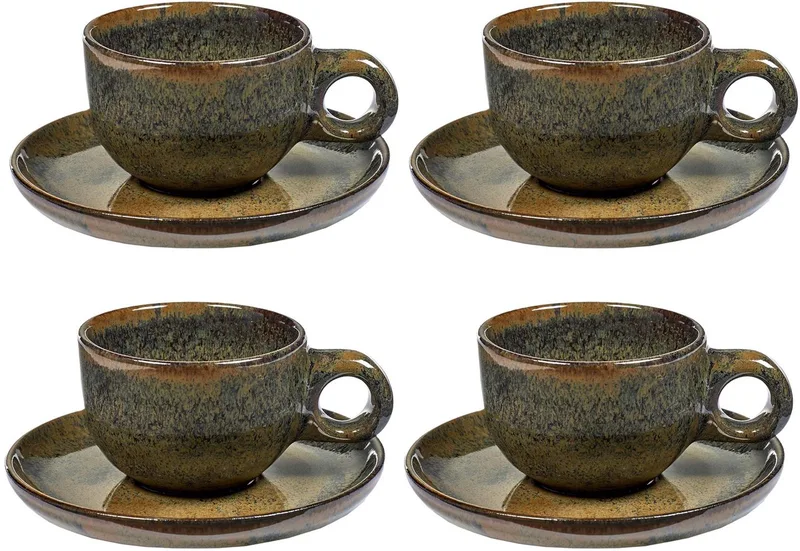 Sergio Herman Surface - Koffiekop + Schotel - Indi - 13 Ø - 4 stuks de Serax en Grijs – photo du produit