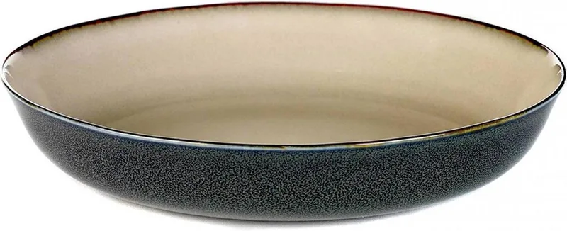 serveerschaal medium D21 H4 misty grey/dark blue van Anita Le Grelle voor Serax by Serax in Misty grey dark blue – product photo