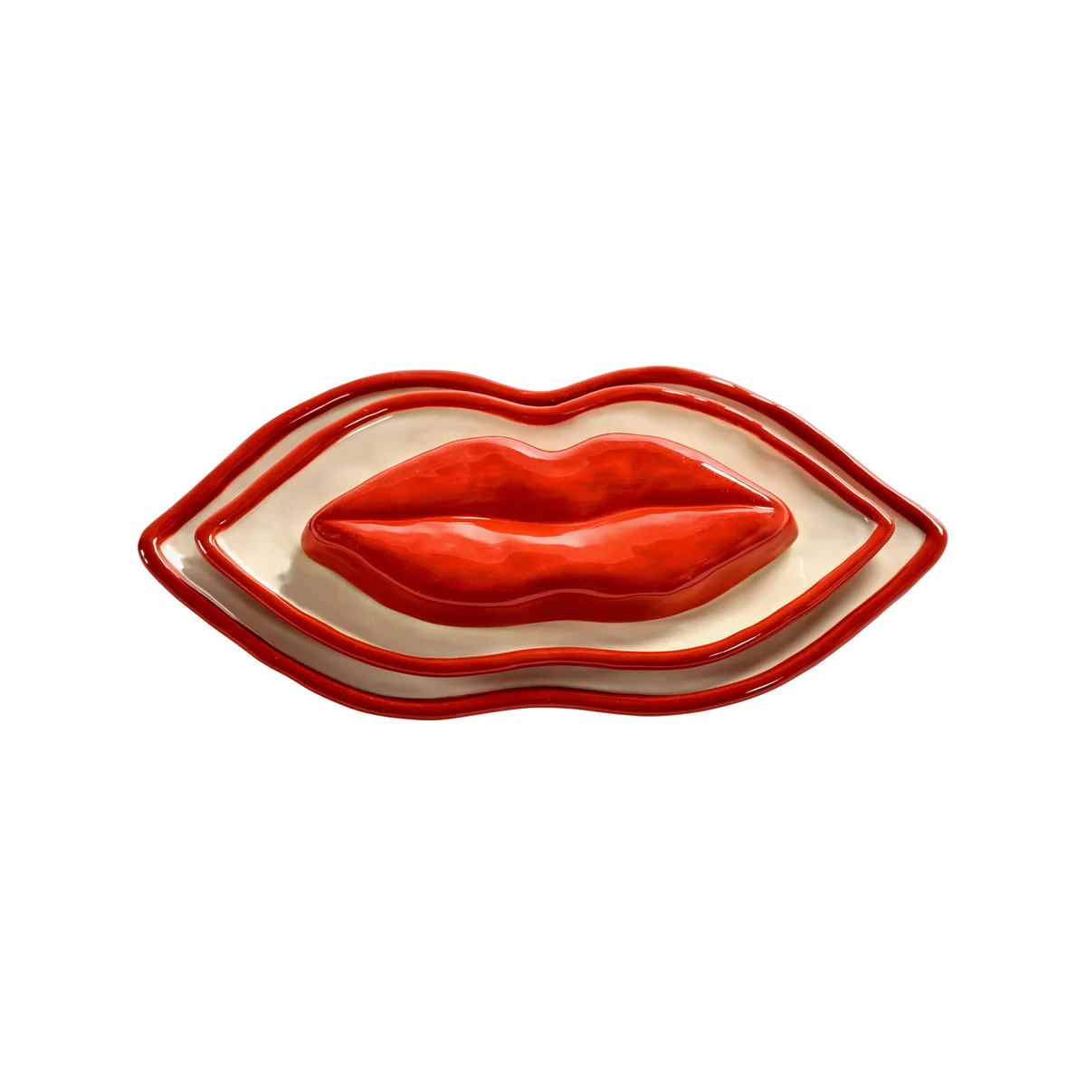 Servierplatte Les objets Moulversants - Rot - emaillierter Sandstein - Designer Wouters & Hendrix de Serax – photo du produit