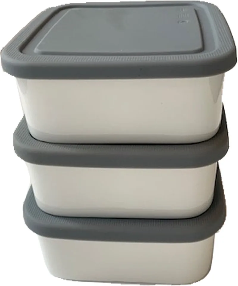 vershouddoos porselein met siliconendeksel 13 cm - set van 3 by Serax in Wit – product photo
