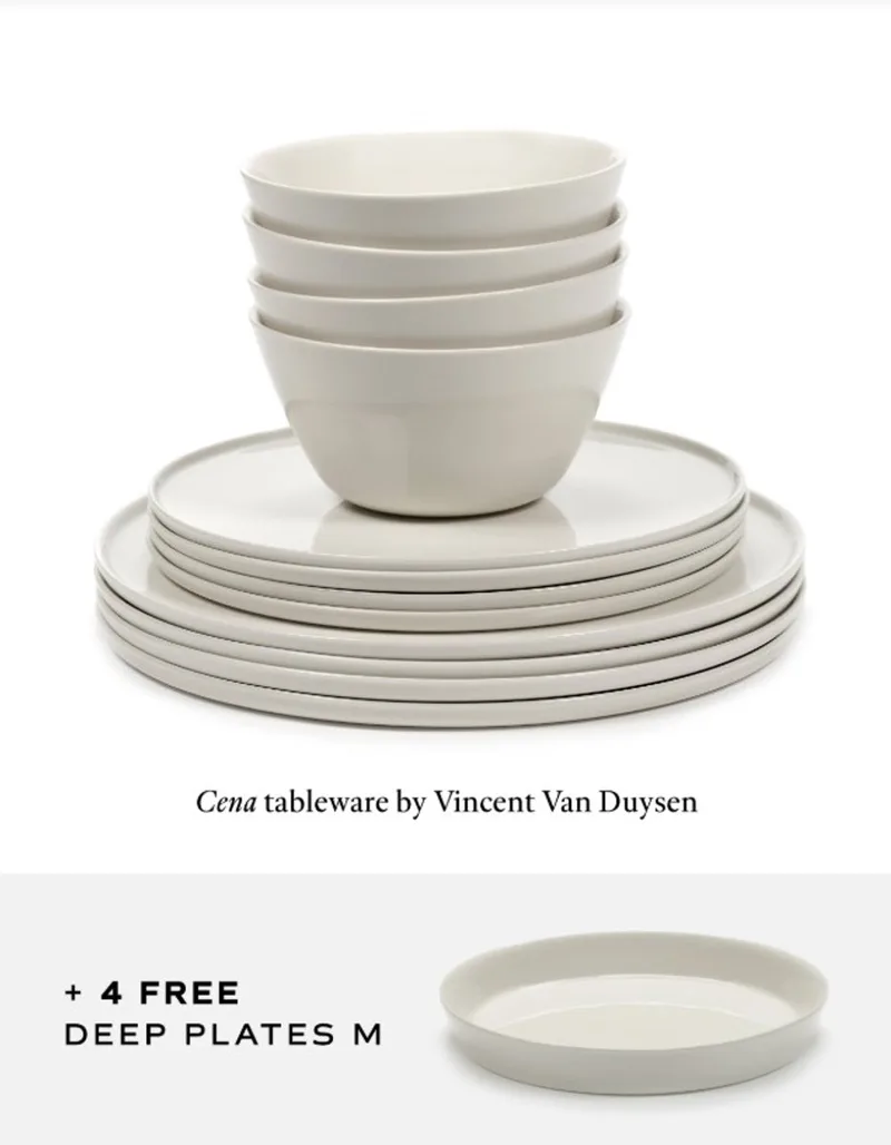 Vincent Van Duysen Serviesset Cena Ivory 16 delig / 4 personen (4 GRATIS diepe borden) van Serax in Wit – productfoto
