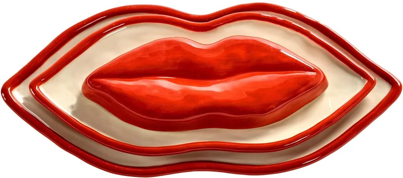 Wouters & Hendrix Les Objets Mouleversants Lips schaal set van 3 rood / wit (in luxe geschenkverpakking) by Serax in Multi – product photo