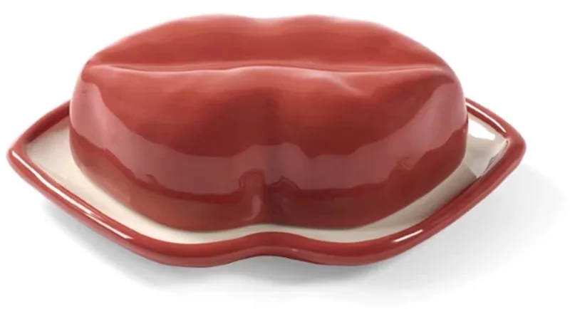 Wouters & Hendrix Les Objets Mouleversants Lips schaaltje met deksel 18x12cm H6cm / wit by Serax in Rood – product photo