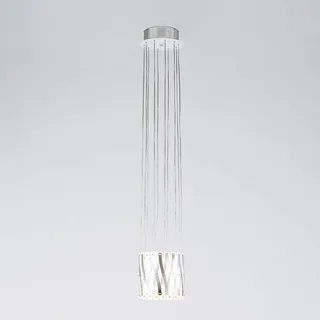 serien.lighting Zoom - schaarstructuur hanglamp de Serien Lighting en Geborsteld roestvrij staal, Doorschijnend – photo du produit 4 sur 5