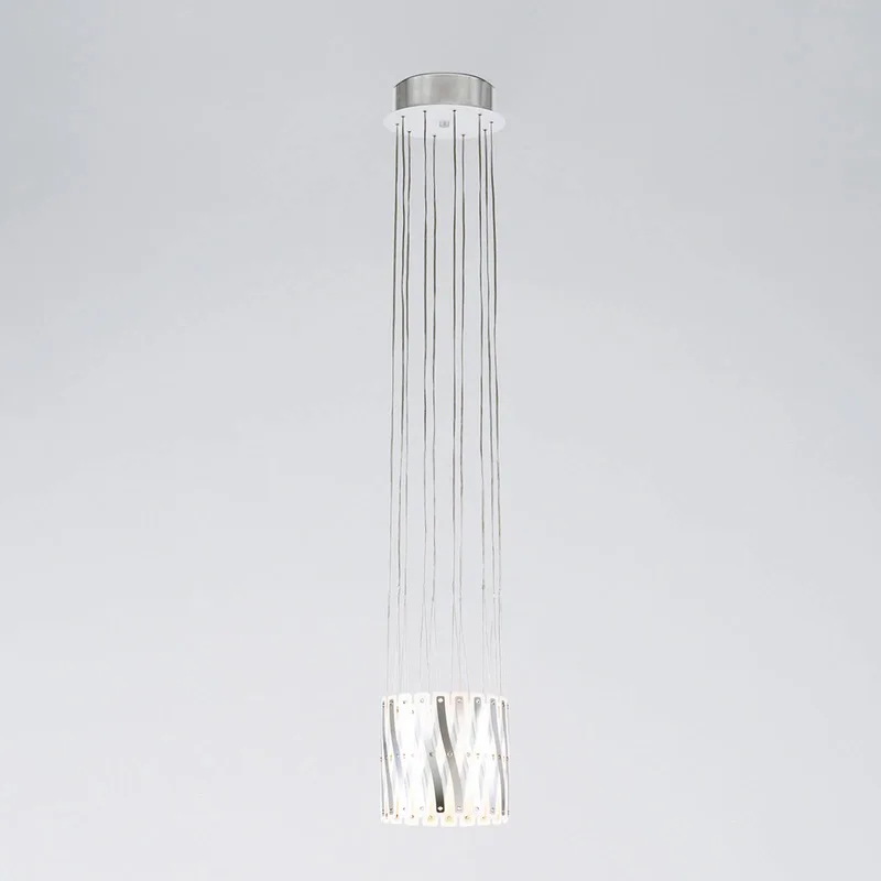 serien.lighting Zoom - schaarstructuur hanglamp de Serien Lighting en Geborsteld roestvrij staal, Doorschijnend – photo du produit 4 sur 5