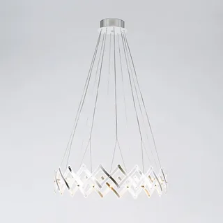 serien.lighting Zoom - schaarstructuur hanglamp de Serien Lighting en Geborsteld roestvrij staal, Doorschijnend – photo du produit 2 sur 5