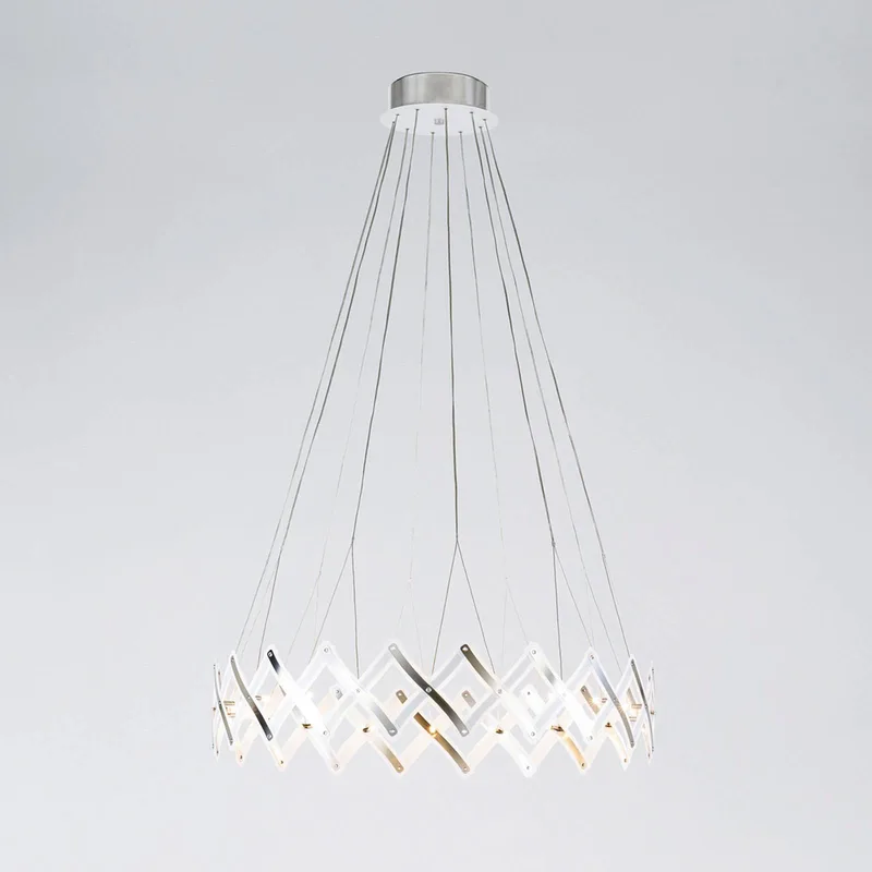 serien.lighting Zoom - schaarstructuur hanglamp de Serien Lighting en Geborsteld roestvrij staal, Doorschijnend – photo du produit 2 sur 5