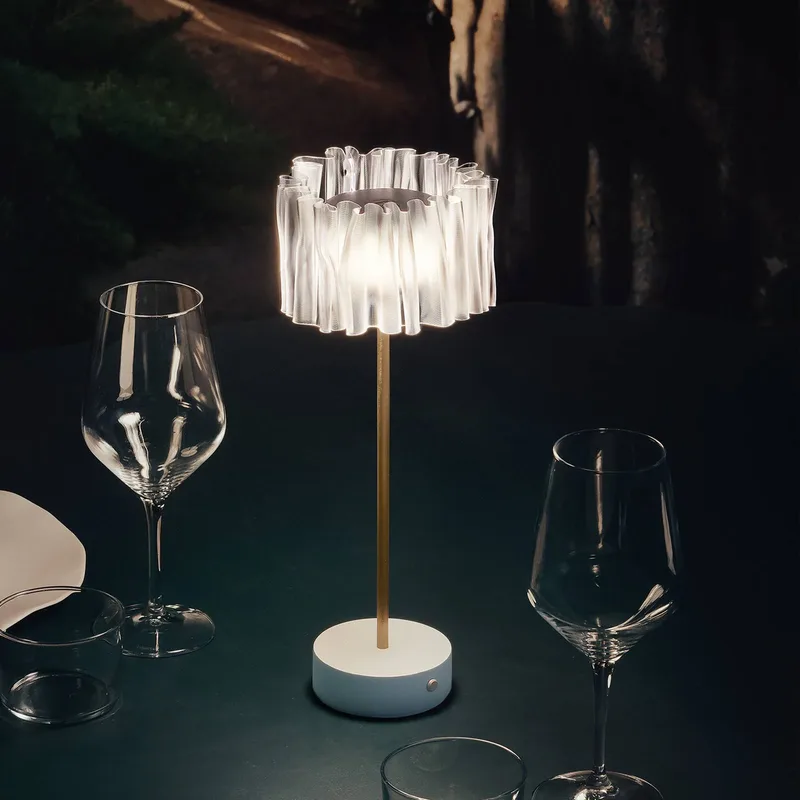 Accordéon Battery tafellamp Prisma/wit by Slamp in White, Wit-transparant, Brass – product photo