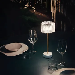 Accordéon Battery bordlampe, Prisma/hvid fra Slamp i Hvid, Wit-transparant, Messing – produktbillede 3 af 3