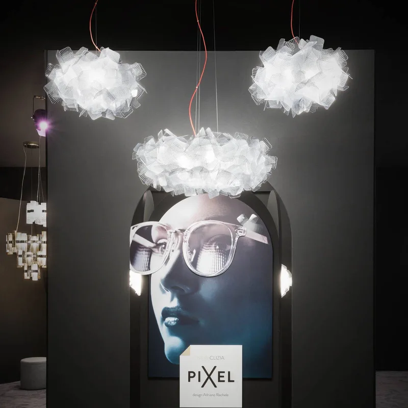 Clizia Pixel hanglamp, kabel rood, Ø 53 cm by Slamp in White – product photo 4 of 5