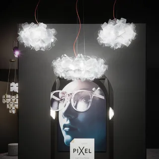 Clizia Pixel hanglamp, kabel rood, Ø 78 cm by Slamp in White – product photo 4 of 4
