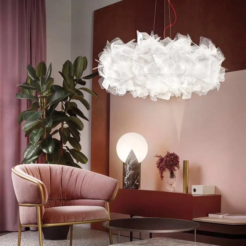 Clizia Pixel hanglamp, kabel rood, Ø 78 cm by Slamp in White – product photo 2 of 4