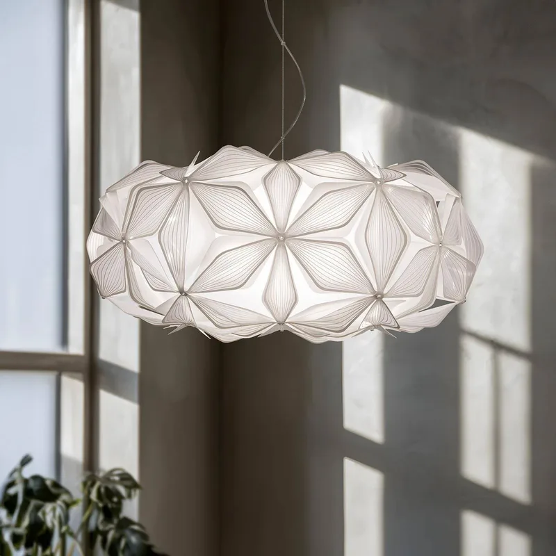 Hanglamp C'EST LA VIE, wit/transparante kabel, Ø 53 cm de Slamp en Blanc, Transparent – photo du produit