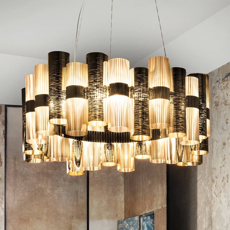 La Lollo L LED hanglamp, Ø80cm, goud by Slamp in Gold, Transparent – product photo